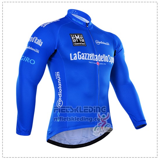 2016 Fietskleding Giro d'Italia Blauw en Wit Lange Mouwen en Koersbroek
